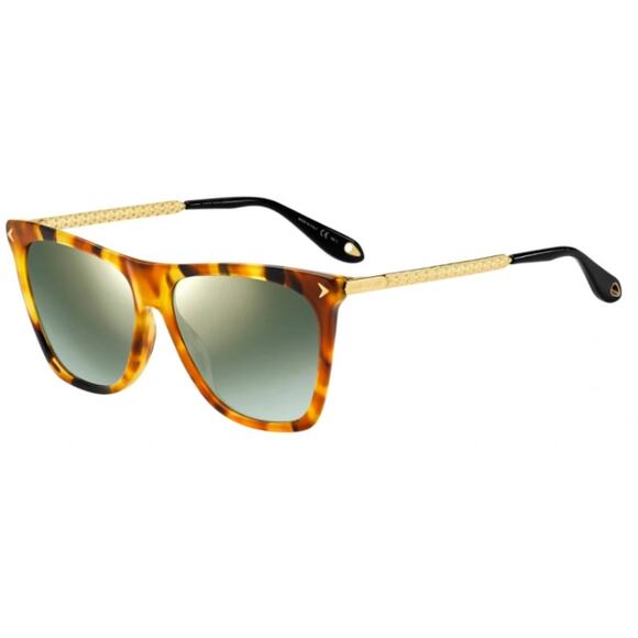 Givenchy GV 7096/S EPZ EZ Havana Fames Tinted Green Lens Square Sunglasses